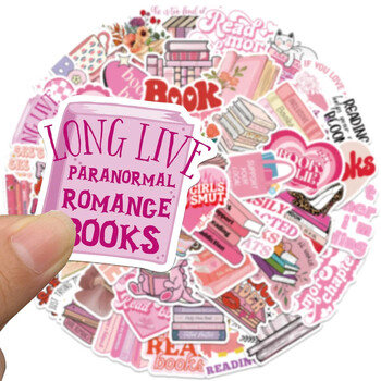 Αυτοκόλλητο 50PCS Pink Smut Bookish Reader Aesthetic Love Χαριτωμένα αυτοκόλλητα για κορίτσια για φορητό υπολογιστή Kindle Ipad Διακοσμητικό πακέτο αυτοκόλλητων