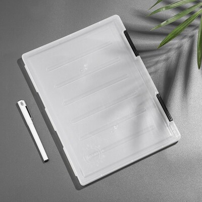 Държач за файлове A4 Прозрачен прахоустойчив Кутия за съхранение за сортиране на файлове Преносим органайзер за хартия A4 Калъф за документи Офис маса Бюро