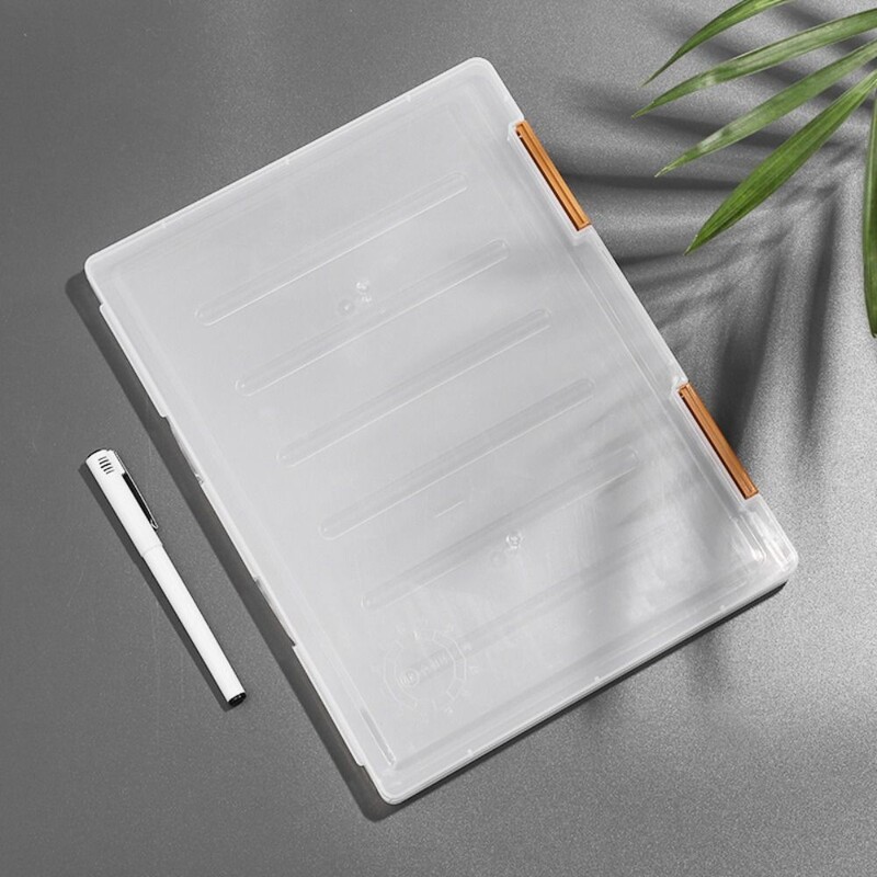 Държач за файлове A4 Прозрачен прахоустойчив Кутия за съхранение за сортиране на файлове Преносим органайзер за хартия A4 Калъф за документи Офис маса Бюро