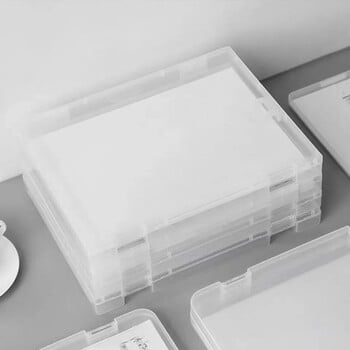 1PC Clear Document Storage Box Organizer Χαρτικά Φάκελος Λογαριασμός γραφείου Αποθήκευση Ταξινόμηση Πλαστικό κουτί A4 Χωρητικότητα χαρτιού