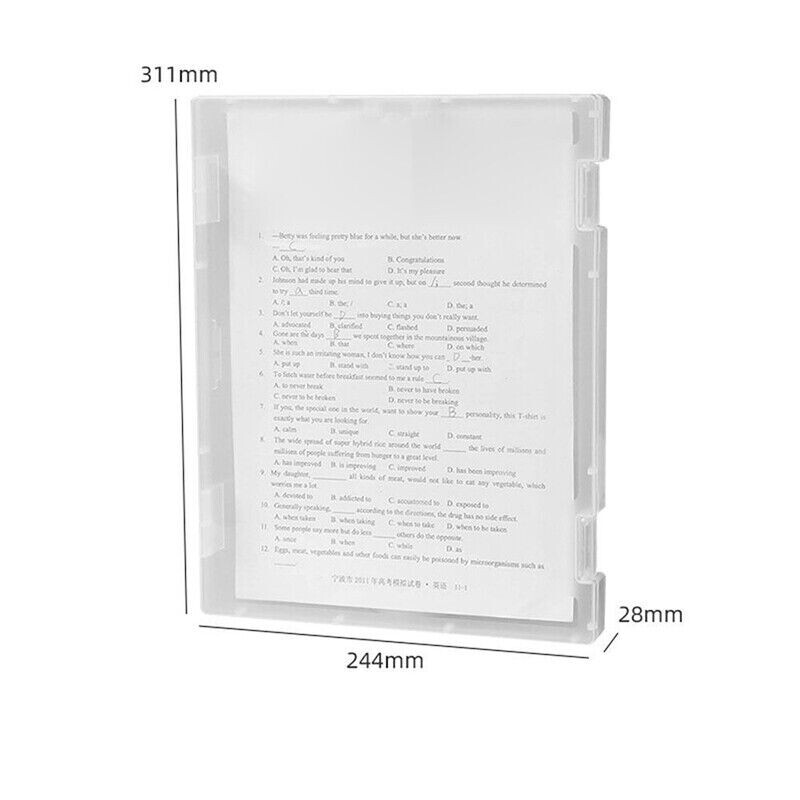 Skaidrus plastikinis A4 formato failų laikymo dėžutės failų aplankas Skaidrus plastikinis popierinis failų tvarkytuvas Storas dokumentų dėklas Patvarus aplankas