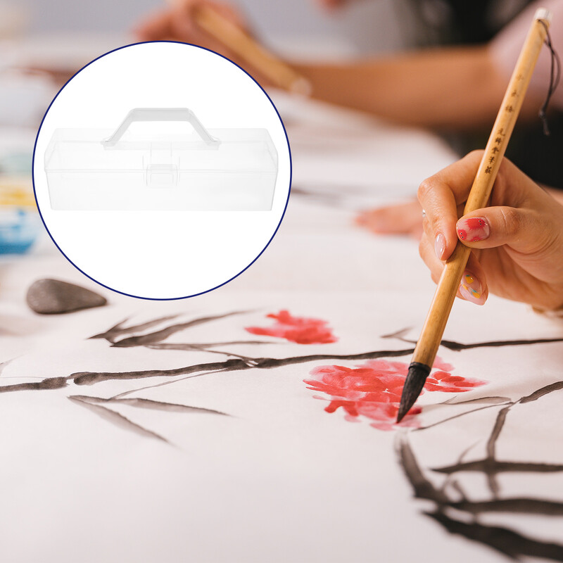 Cutie transparentă pentru pensule pentru vopsea Container pentru stilou transparent Cutii de depozitare decorative cu capace Creion