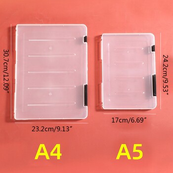 A4/A5 File Storage Box Magazine Document Paper Organizer Πόρπη Κλείσιμο Διαφανές κοντέινερ Αναλώσιμα Clear Desk θήκη αρχείων