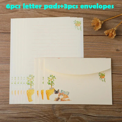 9 tk. ümbrikekomplekt kirjapadjakestega Kawaii sõnumipaber Pulmapeo kutsekaart Kaaskiri Kingipaberiga kirjatarbed