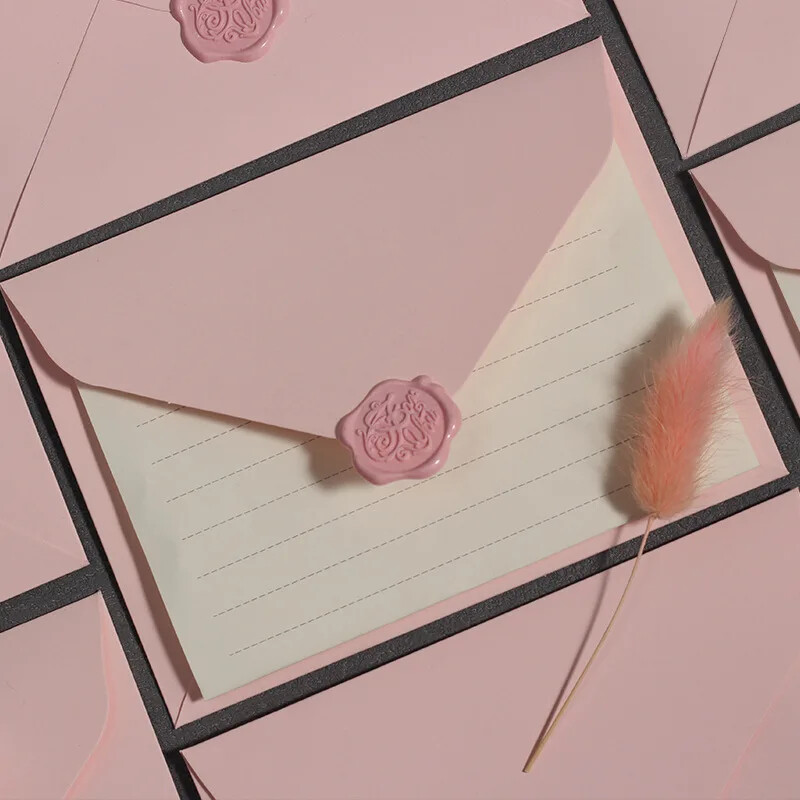 5db/készlet Tömör rózsaszín papír borítékok Levélpárnák Borító Kawaii Meghívók Képeslapok Borítók Koreai Irodaszerek Irodaszerek