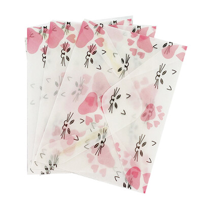 3 бр./пакет Цветна полупрозрачна хартия със сярна киселина, ръчно изработени пликове Kawaii, сладко животно, плик, карта със съобщение, писмо, подарък Направи си сам