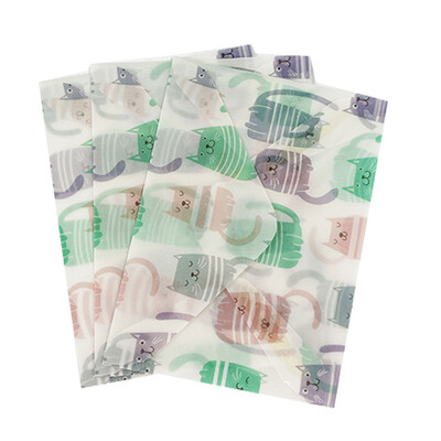 3 бр./пакет Цветна полупрозрачна хартия със сярна киселина, ръчно изработени пликове Kawaii, сладко животно, плик, карта със съобщение, писмо, подарък Направи си сам