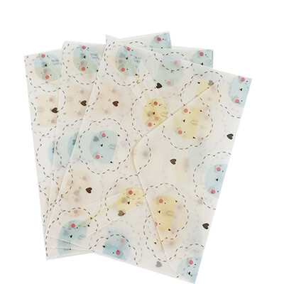 3 бр./пакет Цветна полупрозрачна хартия със сярна киселина, ръчно изработени пликове Kawaii, сладко животно, плик, карта със съобщение, писмо, подарък Направи си сам