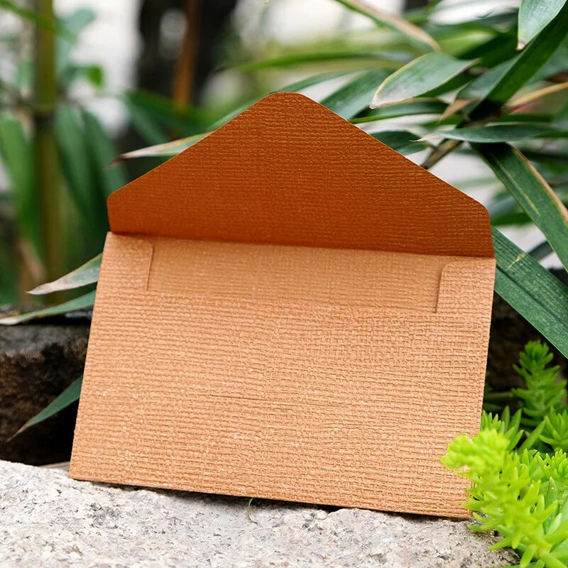 10Pcs 7X10.5cm ленен текстуриран триъгълен прозорец плик класически цвят празна сватбена покана плик подарък направи си сам напиши писмо