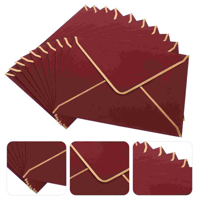 10 бр. Бизнес покана със златен ръб Европейски плик Крафт хартия Western Bag 10 бр. (бордо) Цветни пликове Корица за бележки