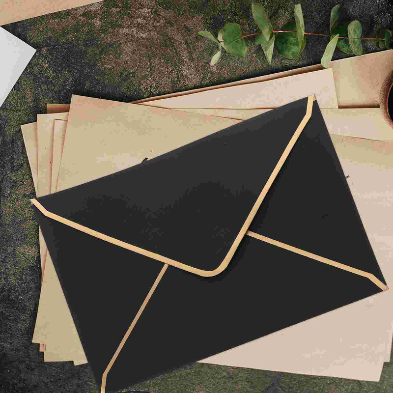 10 бр. Бизнес покана със златен ръб Европейски плик Крафт хартия Western Bag 10 бр. (бордо) Цветни пликове Корица за бележки