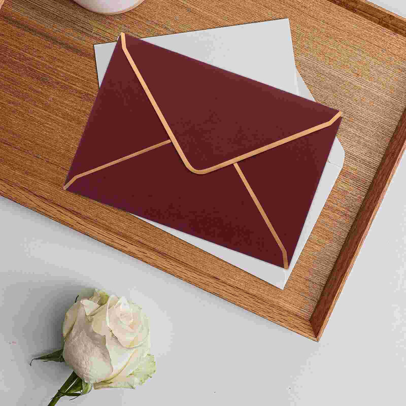 10 бр. Бизнес покана със златен ръб Европейски плик Крафт хартия Western Bag 10 бр. (бордо) Цветни пликове Корица за бележки
