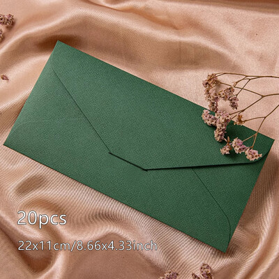 20 buc. Plic verde albastru pentru invitații Cărți poștale Cutie cadou Mesaj 250 g Hârtie texturată Nuntă Scrisori de afaceri Geanta de depozitare