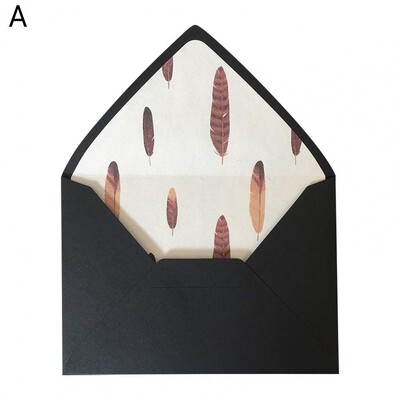 Plic retro Sigiliu triunghi Manevrabilitate meticuloasă Căptușit de culoare Plante Copaci Mini plic negru pentru petrecere