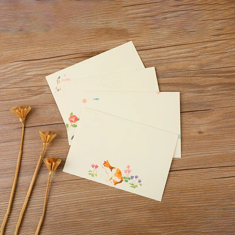 10 vnt Kawaii Cats vokai Mieli animacinių filmų popieriniai vokai, skirti laiškams, „pasidaryk pats“ vestuvių vakarėlio kvietimų kortelės viršelis dovanų pakavimo maišelis