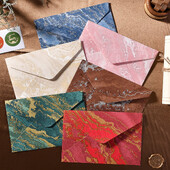 10 vnt/pak. 11,2x16,2 cm Verslo popieriniai vokai dovanų kortelių pakavimui Marmuro spauda Žalia raudona pilka raidžių vokai
