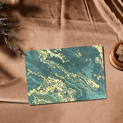 10 vnt/pak. 11,2x16,2 cm Verslo popieriniai vokai dovanų kortelių pakavimui Marmuro spauda Žalia raudona pilka raidžių vokai