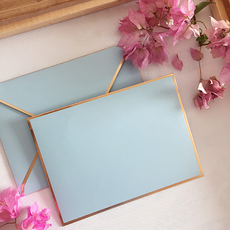 (5 бр./лот) 14*19 см светло син изискан бронзов плик за бизнес покана Сватбена покана Голям плик