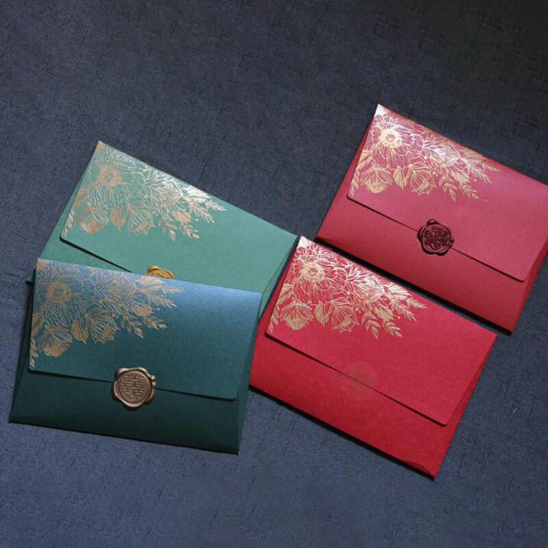 5 buc. Plicuri din folie de aur Tampoane cu scrisori din hârtie kraft de epocă Acoperire pentru petrecere de nuntă Materiale pentru evenimente Papetarie coreeană Birou școlar