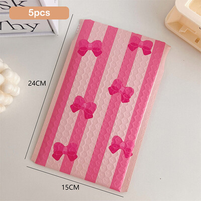 5 TK Armas Bowknot mullümbrikukott Roosa sinine mull PE veekindel isesulgeline postikott Polsterdatud ümbrikud Kingitused Pakkekotid