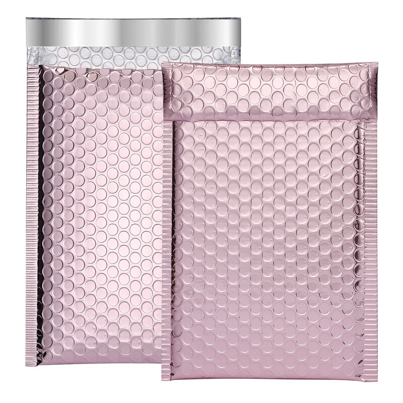 10 bucăți sac cu bule de folie de aluminiu auriu roz sac plic cu bule sac cu bule de folie de aluminiu cu laser îngroșat rezistent la șocuri