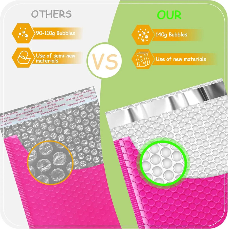 Paket za isporuku od 50 komada, pakiranje, ružičaste potrepštine za mala poduzeća, omotnice, paketi za dostavu, omotnice s mjehurićima, vrećica za pakiranje, pošiljatelj