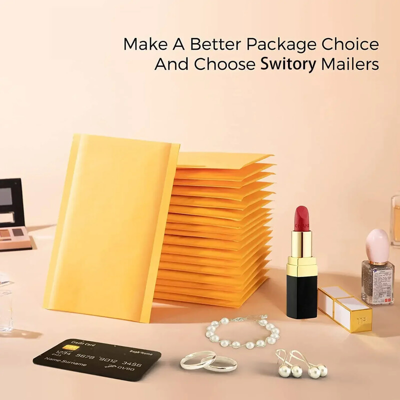 50 бр. Крафт пликове с мехурчета Хартиени подплатени пощенски писмащи Опаковка за доставка Пликове за куриерска поща Пощенски пликове за съхранение