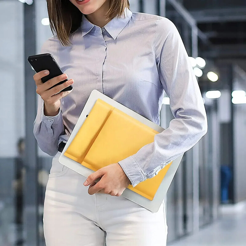 50 бр. Крафт пликове с мехурчета Хартиени подплатени пощенски писмащи Опаковка за доставка Пликове за куриерска поща Пощенски пликове за съхранение