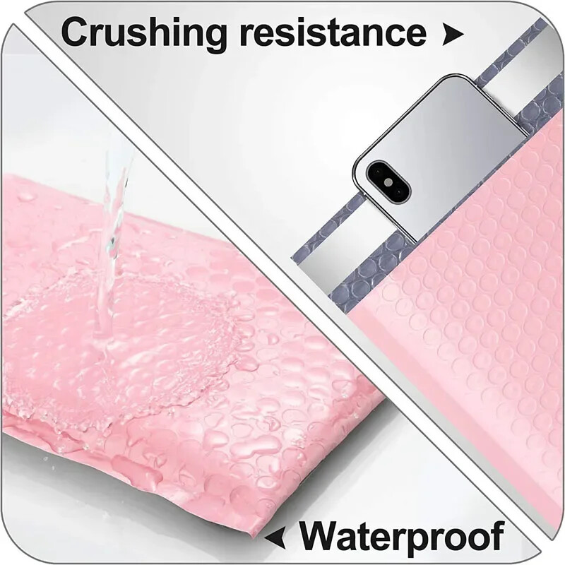 50 vnt smulkaus verslo reikmenų rožinės spalvos burbuliukai, pakavimo maišeliai produktų pakavimui Pristatymo pakuotė Pristatymas