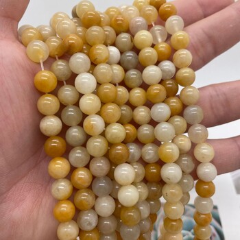 Bei Zheng Jewelry Natural Yellow Aventurine Loose Beads Old Topaz Στρογγυλές Χάντρες Gobi Jade Beads DIY Βραχιόλι κολιέ αξεσουάρ