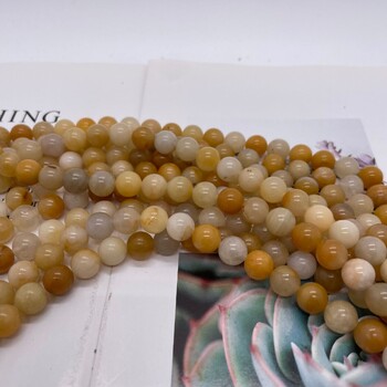 Bei Zheng Jewelry Natural Yellow Aventurine Loose Beads Old Topaz Στρογγυλές Χάντρες Gobi Jade Beads DIY Βραχιόλι κολιέ αξεσουάρ