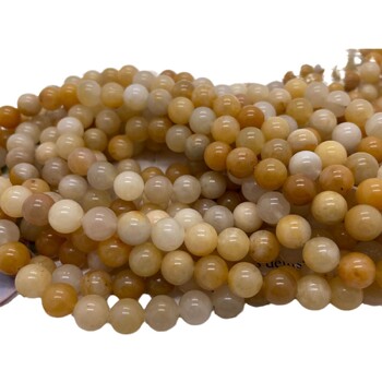 Bei Zheng Jewelry Natural Yellow Aventurine Loose Beads Old Topaz Στρογγυλές Χάντρες Gobi Jade Beads DIY Βραχιόλι κολιέ αξεσουάρ