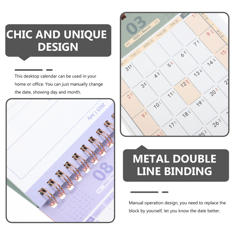 Stolni kalendar za 2025. Osjetljivi, akademski, za svakodnevnu upotrebu, mjesec, ukrasni, stojeći, stolni, prijenosni za kućanstvo