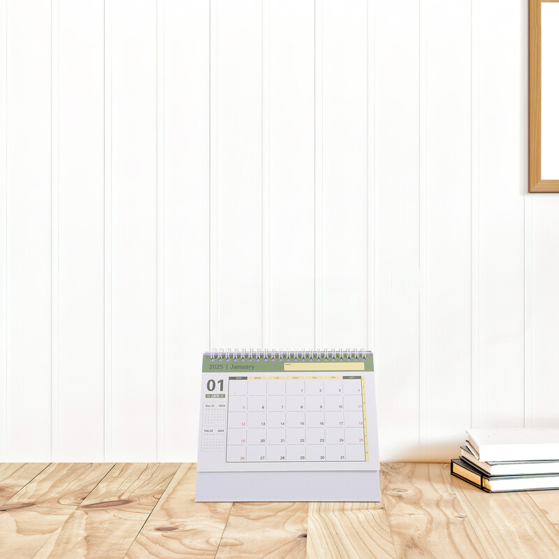 24 25 Stalinis kalendorius Mėnesinis 2025 m. mini stovinčio dekoravimo biuro darbalaukio planavimo priemonė