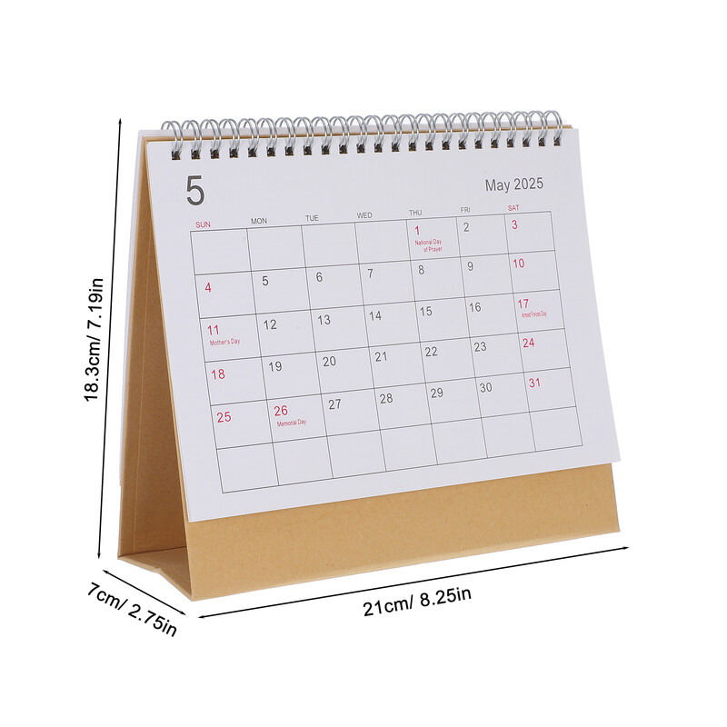 Versiune în engleză Calendar de birou Mic Desktop Birou Flip 2025 Agenda zilnică pentru cort în picioare Mini mare