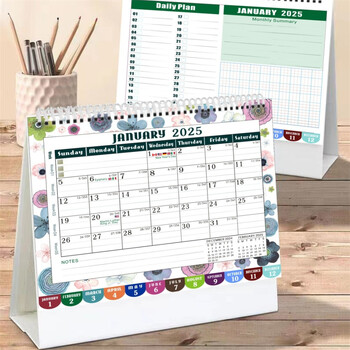 2025-2026 Coil Desk Calendar With Memo Notes Επιτραπέζιο Αναποδογυρισμένο Πρόγραμμα Μηνιαίο Ημερολόγιο για Σχολικά Γραφεία στο σπίτι