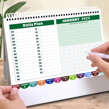 2025-2026 Coil Desk Calendar With Memo Notes Επιτραπέζιο Αναποδογυρισμένο Πρόγραμμα Μηνιαίο Ημερολόγιο για Σχολικά Γραφεία στο σπίτι