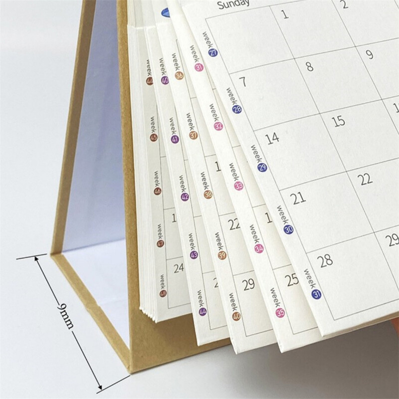 Английски настолен календар за 2025 г. с джобен бележник Етикети Бележки Планер за месечен график Настолен календар с пръстени с отпуснати листа Орнаменти