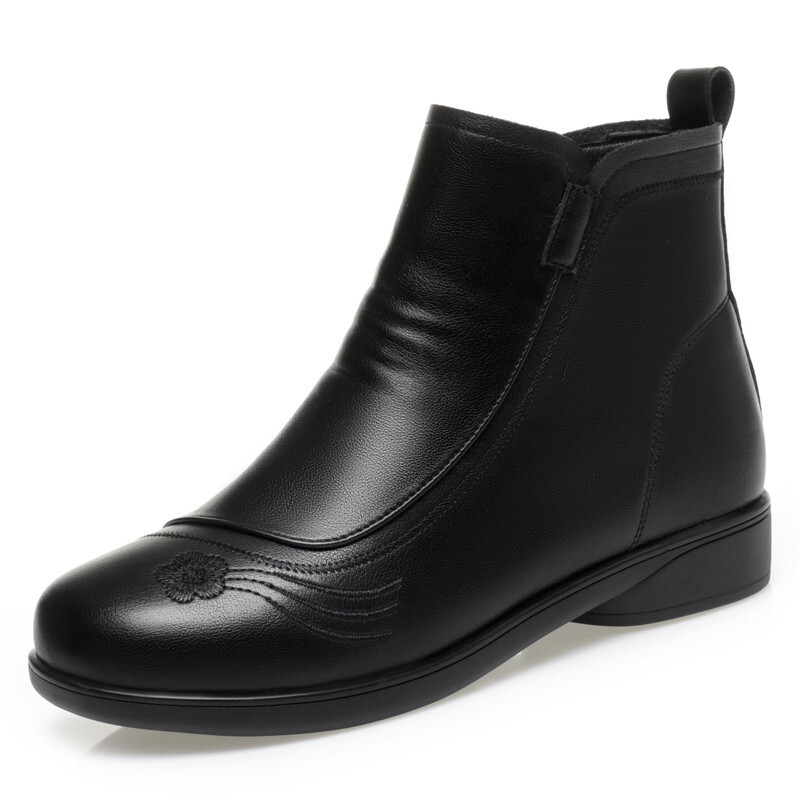 Mamine pamučne cipele jesen i zima novi stil baršunaste tople ravne kratke čizme kratke čizme na nisku petu protiv klizanja s mekanim potplatom udobne ženske čizme za srednje i starije osobe