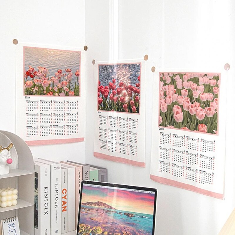 2024 Kalendar Viseća tkanina Meke bogate boje Izuzetan uzorak Jednostavna instalacija Ukrasna zidna tapiserija Pozadinski kalendar
