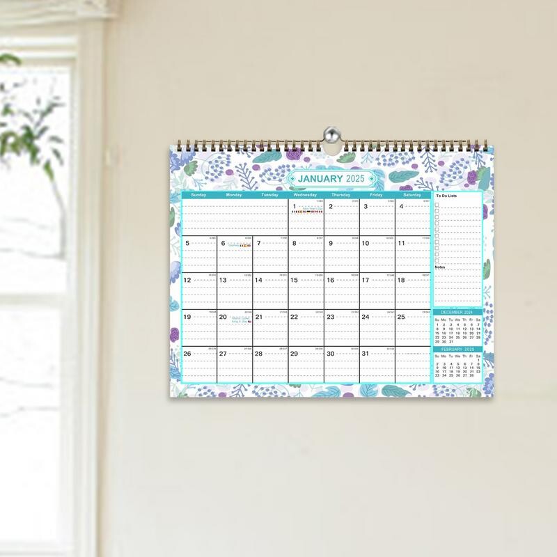 Стенен календар за 2025 г. януари 2025 г. до декември 2025 г. Естетичен календар Календар за срещи Художествена декорация на стена за дома