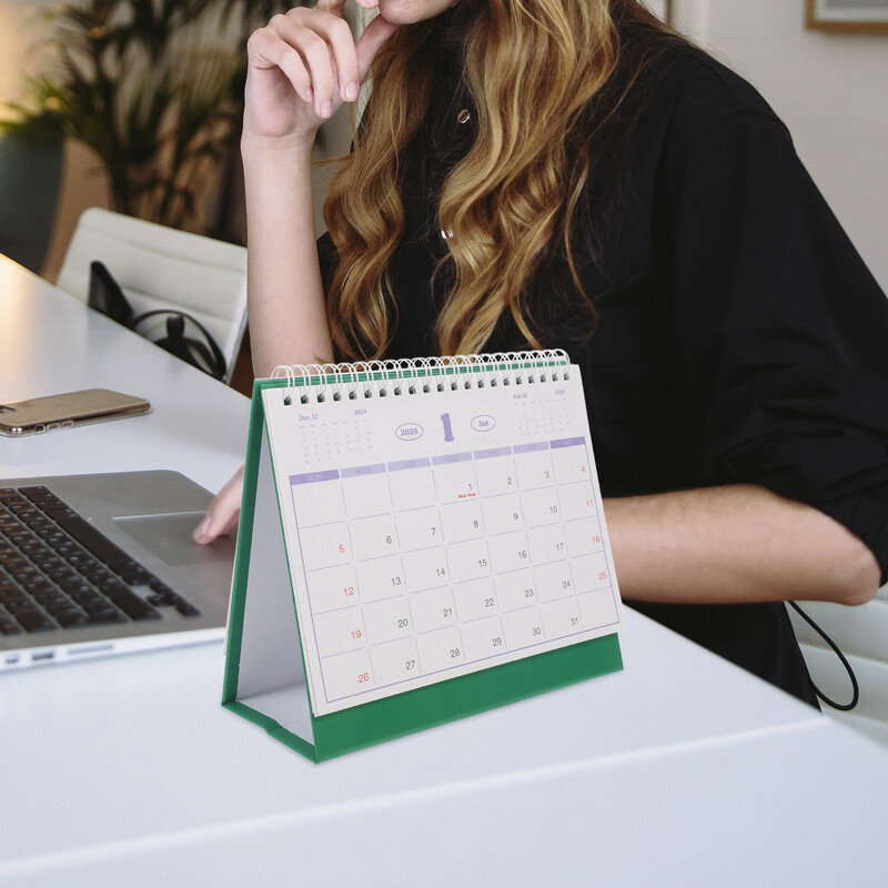 Настолен календар Английска версия Сладък 2025 Стоящ Flip Декоративен мини за сгъваем розов офис