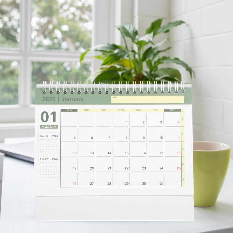 2025 m. stalinis kalendorius Biuro reikmenys Priedai, stovintys buitinis mėnesinis stalviršis Dekoratyvinis kritimas virtuvės sieniniams laikrodžiams