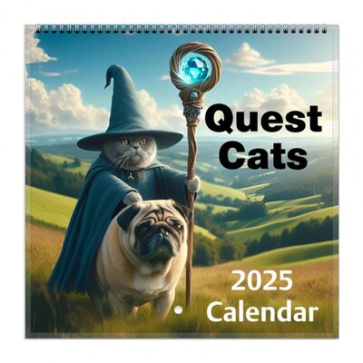 2025. aasta seinakalender veidrad keskaegsed otsingud kassid seinarippude kalender 12-kuuline koomiksikassi paberiplaneerija kodukontori sisekujunduseks