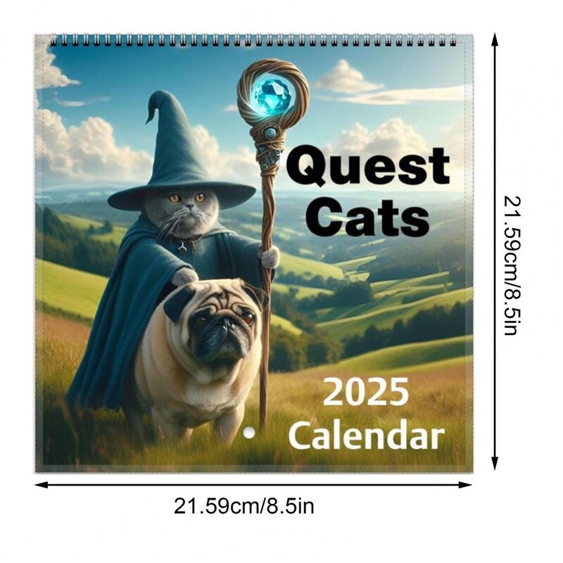 2025. aasta seinakalender veidrad keskaegsed otsingud kassid seinarippude kalender 12-kuuline koomiksikassi paberiplaneerija kodukontori sisekujunduseks