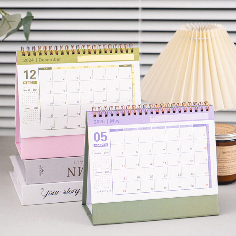 Mažas 2024–2025 m. stalinis kalendorius, 2024–2025 m. nuolatinis apverčiamas stalinis kalendorius – metalinis dviejų laidų rišamasis stalinis kalendorius