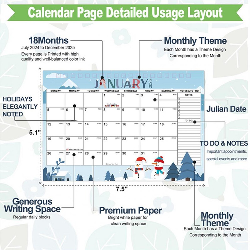 2024 2025 Мини настолен календар 18-месечен стоящ настолен календар Месечен плановик Списък със задачи Организатор Календар Декорация на дома