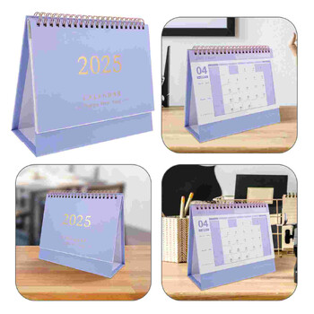 Διακοσμητικό ημερολόγιο γραφείου 2025 Desk Mini Small Table Monthly Desktop Purple Paper