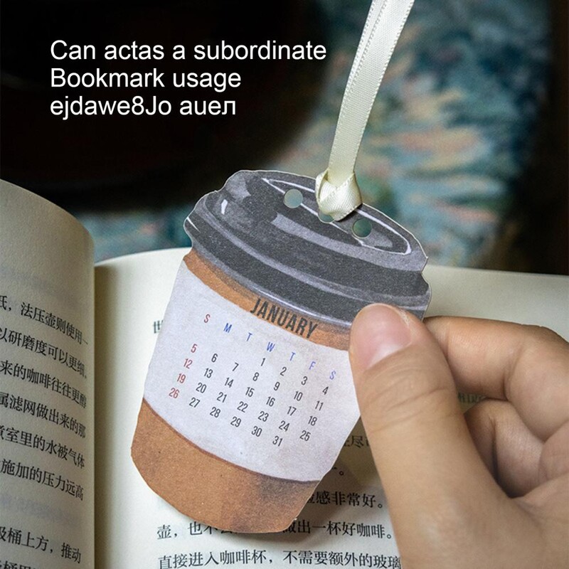 1 vnt. sutvarkytas stalinis kalendorius su dvigubu ritiniu įrišamas kūrybinis stalo aksesuaras 2025 m. kavos tematikos mini stalinis kalendorius, skirtas Scrapbooking