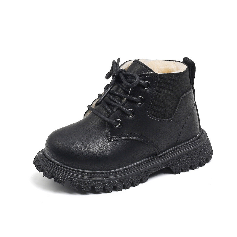 Зимни нови детски модерни кадифени британски къси ботуши Страничен цип за момчета Модни ботуши Martin Ботуши за момичета Ботуши за сняг